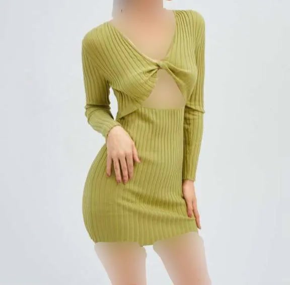 پیراهن کوتاه سبز یقه پاپیونی
