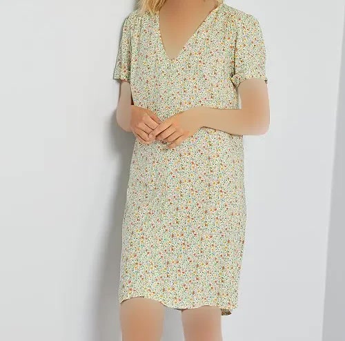 پیراهن کوتاه گل گلی نخی