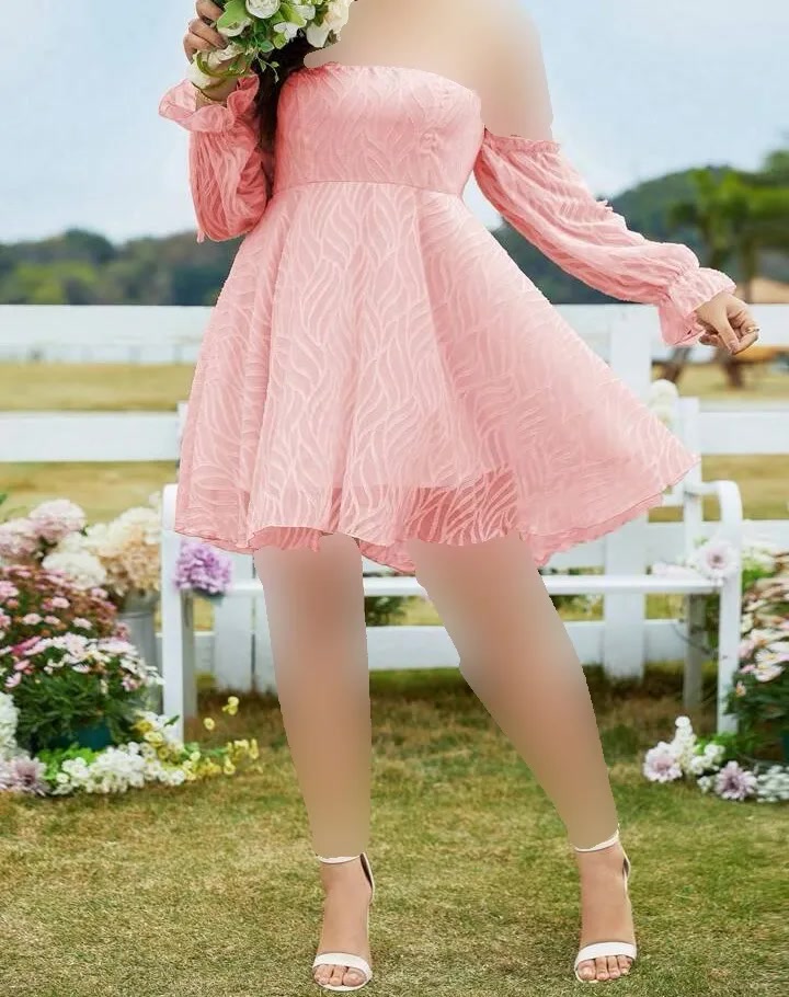 پیراهن مجلسی دکلته صورتی پاستیلی