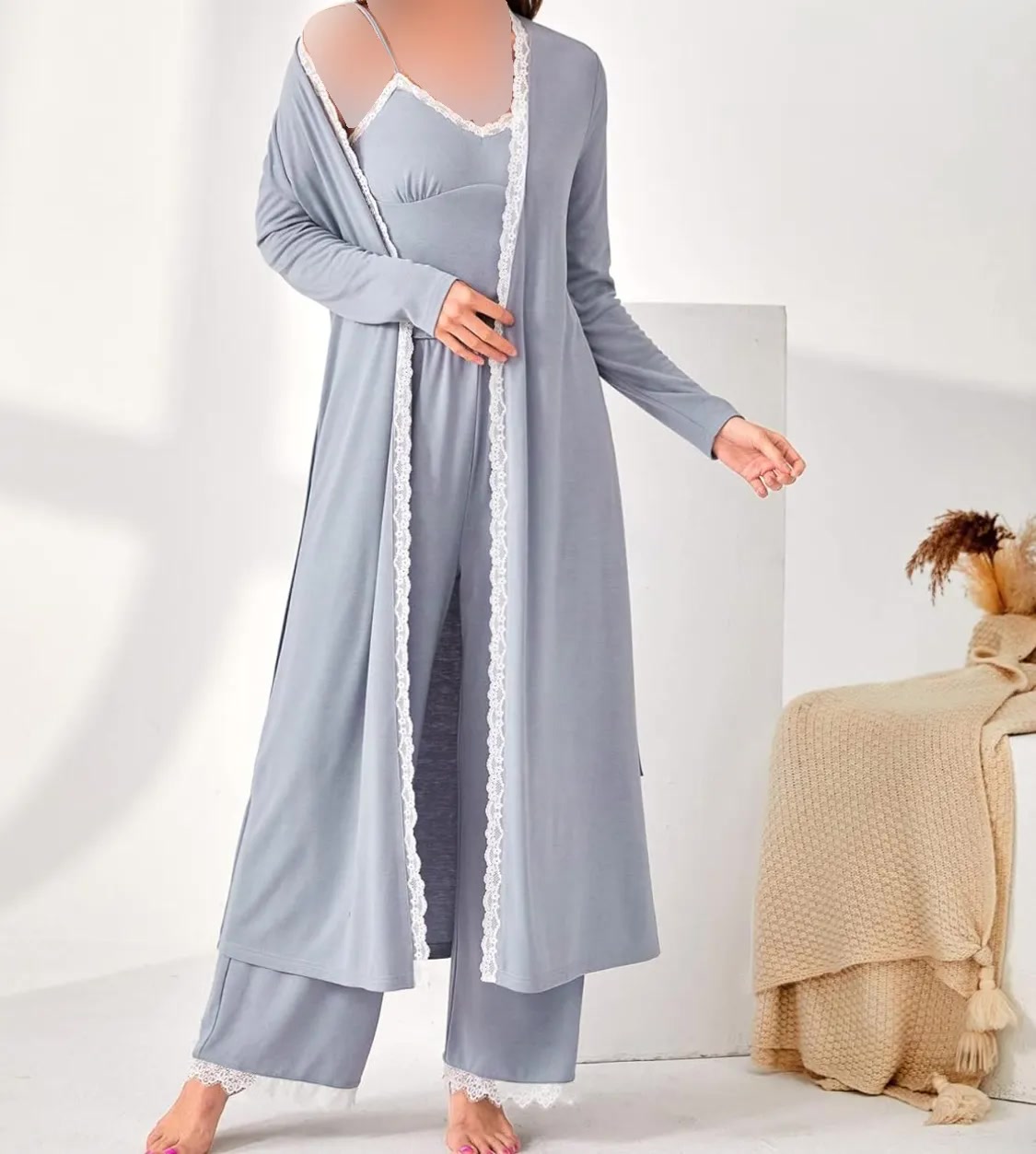 رویه لباس خواب طوسی