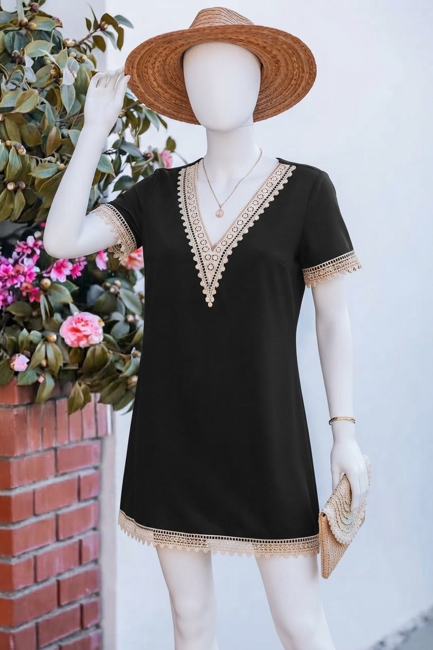 پیراهن کوتاه حاشیه نوار دوزی
